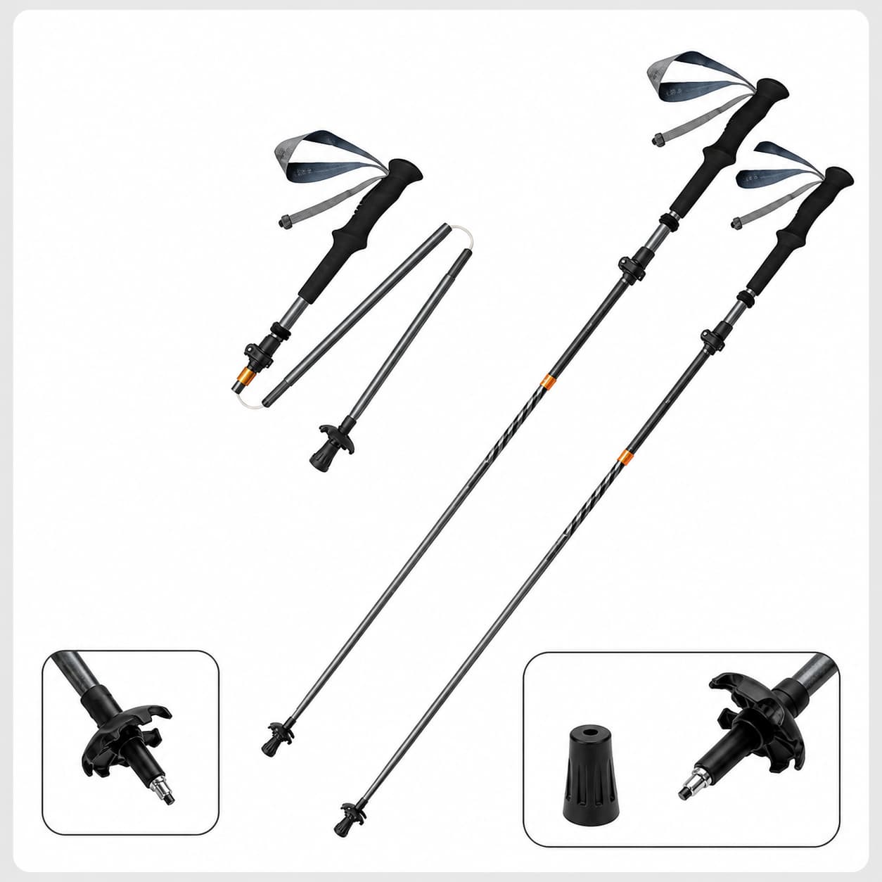 Bâton de randonnée pliable en fibre de carbone Naturehike, ultraléger