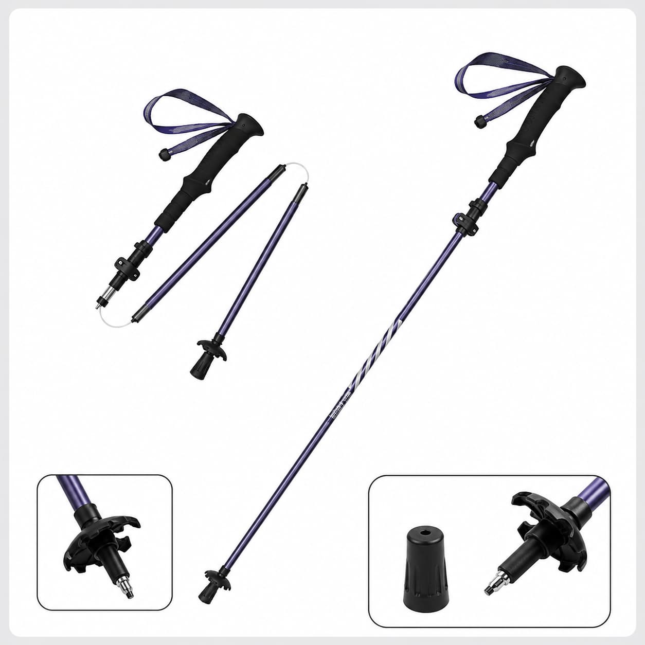 Bâton de randonnée pliable en fibre de carbone Naturehike, ultraléger