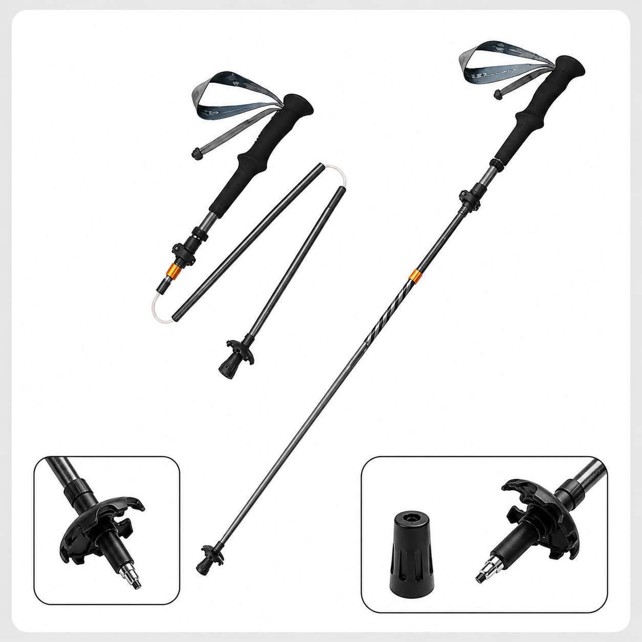 Bâton de randonnée pliable en fibre de carbone Naturehike, ultraléger