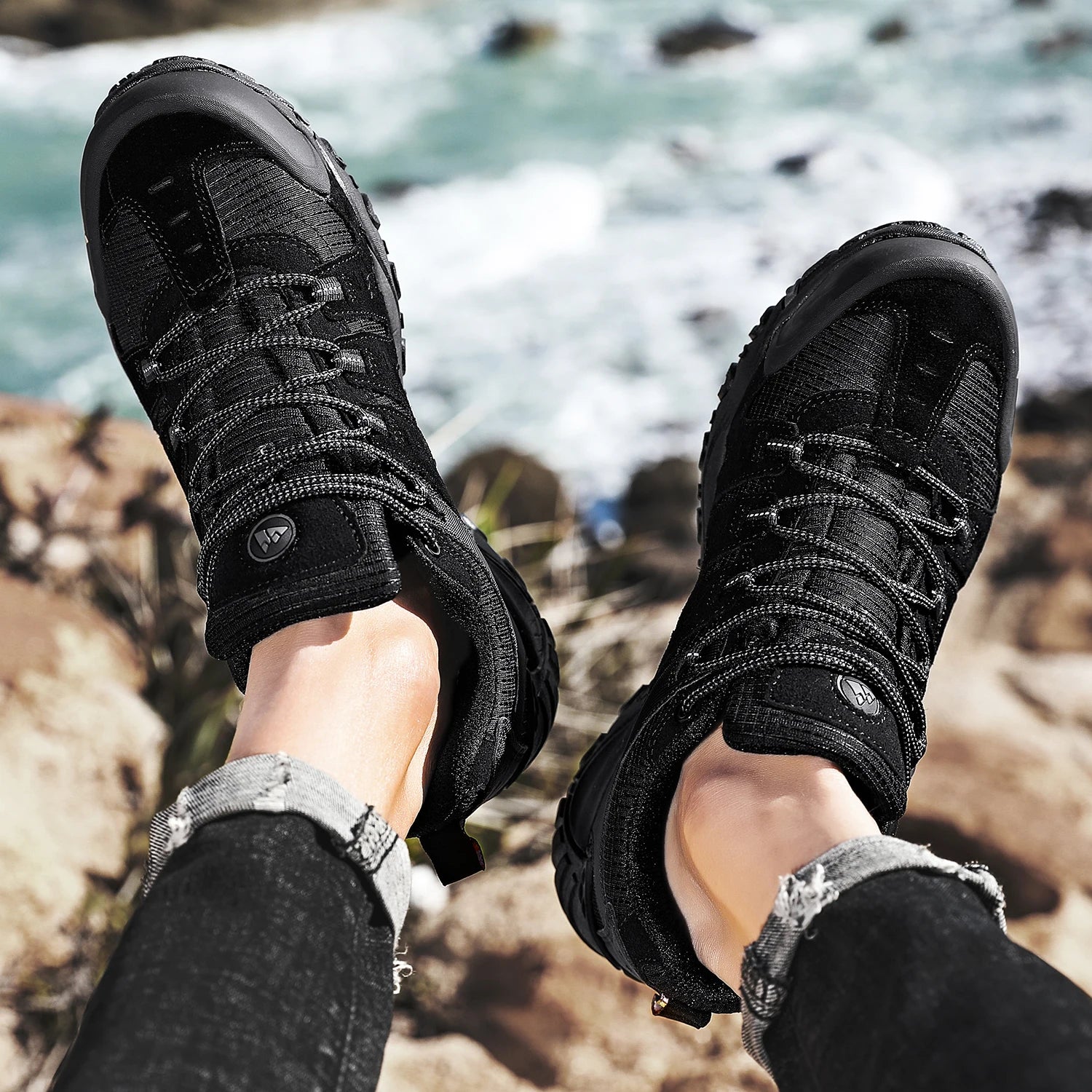 Chaussures de randonnée homme en cuir suédé, respirantes et durables