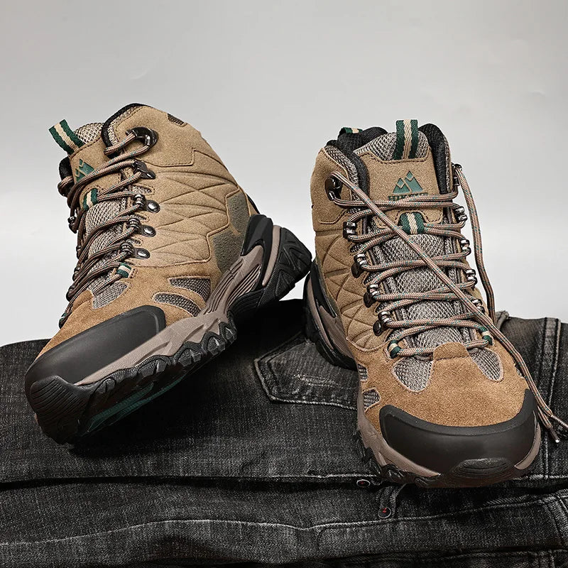 Chaussures de randonnée homme montantes en cuir suédé, chaudes et déperlantes pour l'hiver