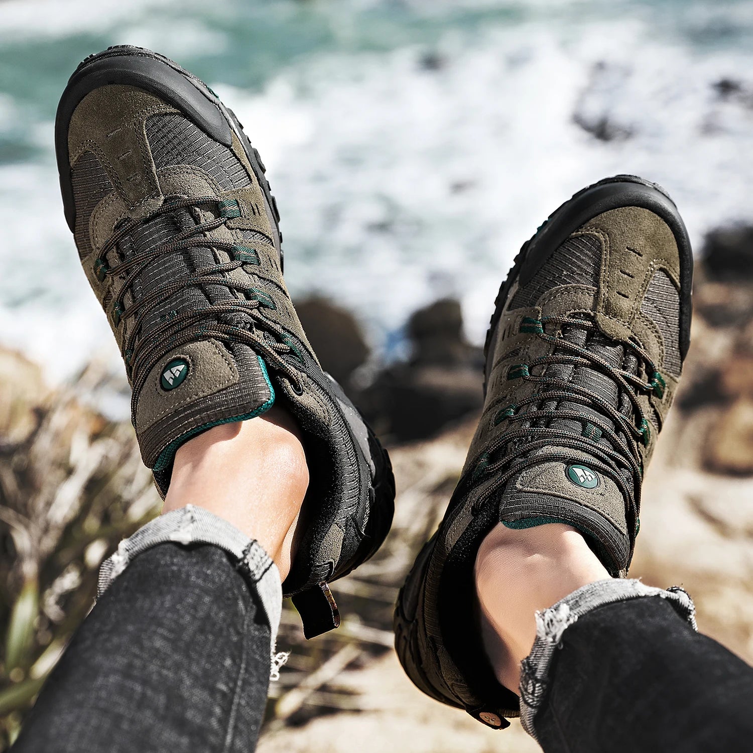 Chaussures de randonnée homme en cuir suédé, respirantes et durables