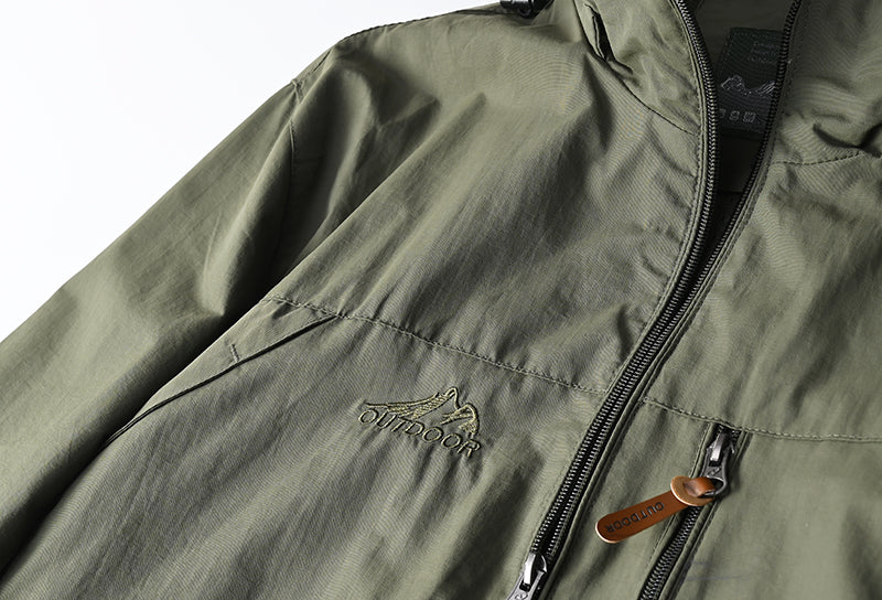 Veste de randonnée homme coupe-vent tactique à capuche amovible