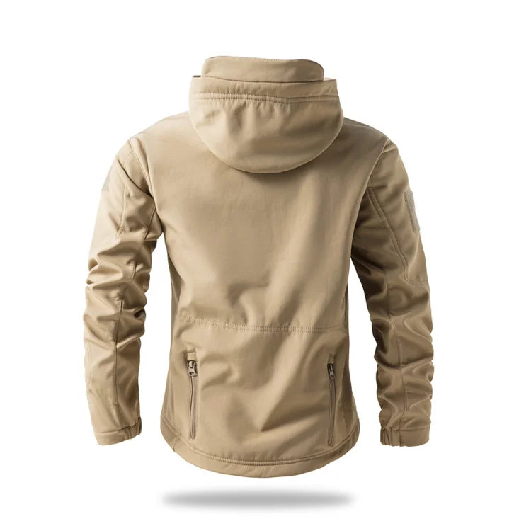 Veste de randonnée homme softshell tactique à capuche, doublée polaire