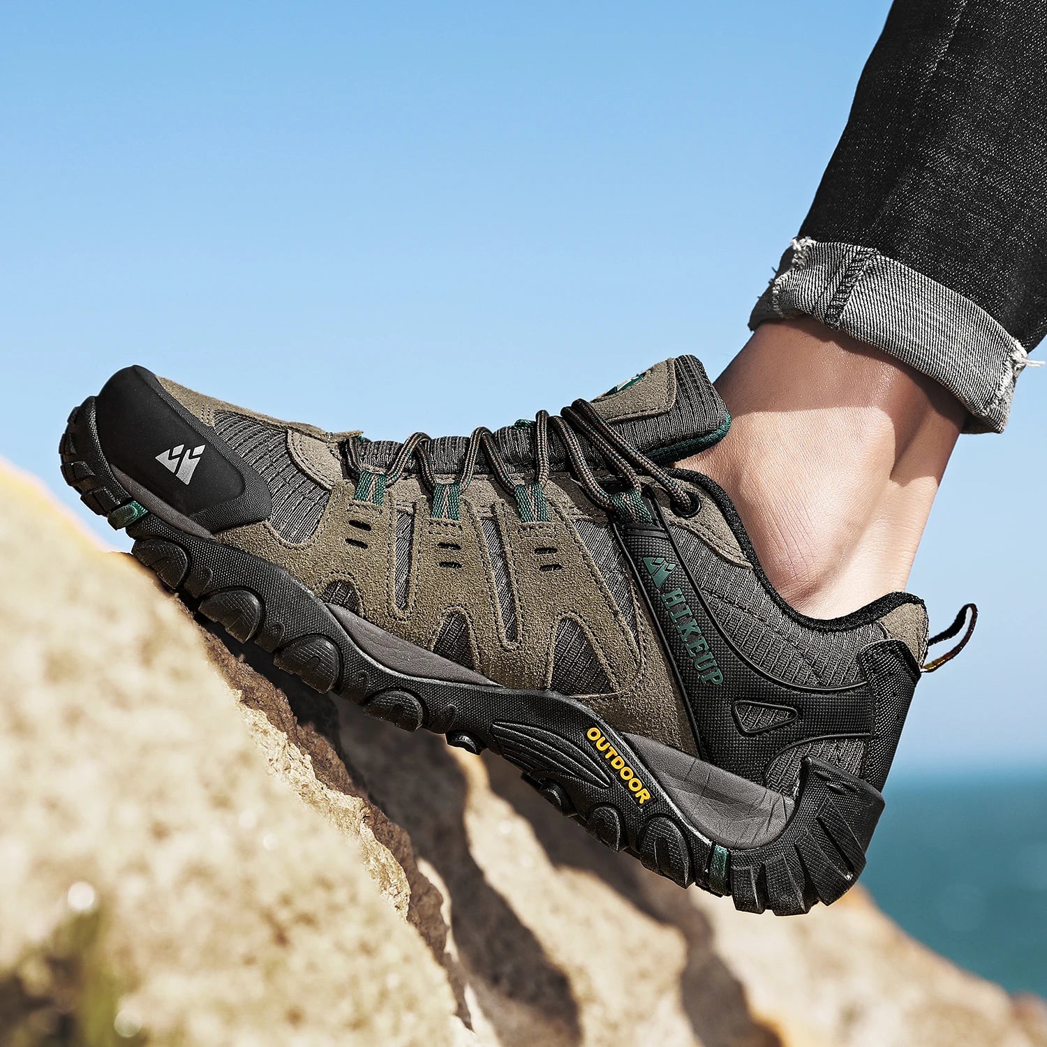 Chaussures de randonnée homme en cuir suédé, respirantes et durables