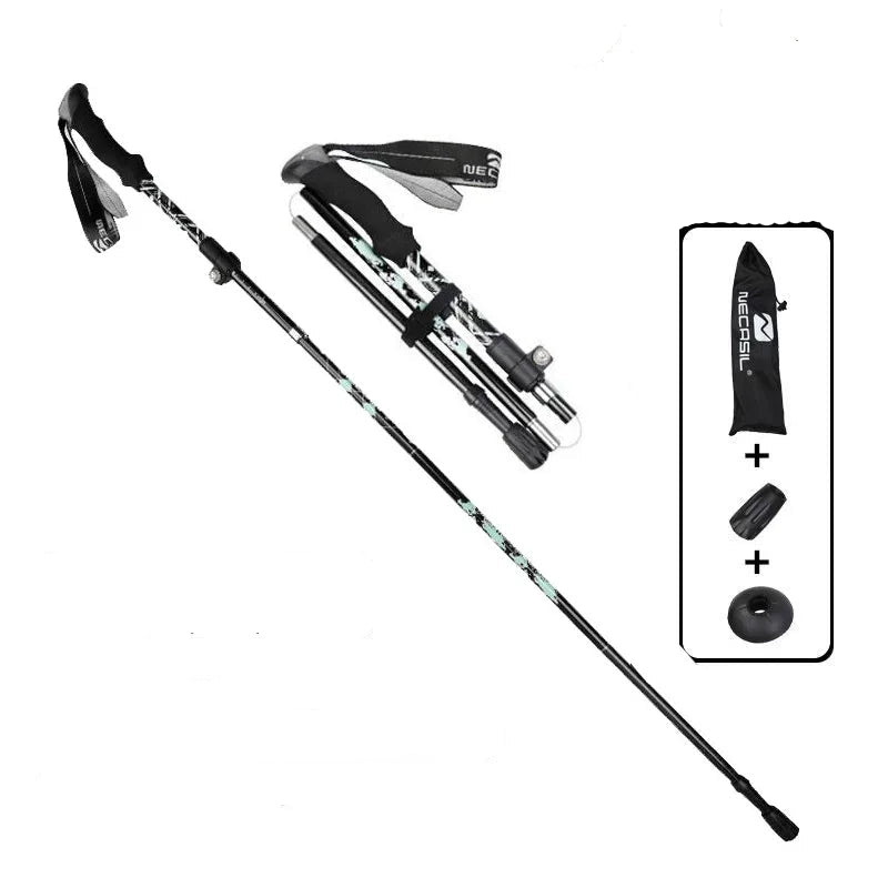 Bâton de randonnée télescopique ultraléger, pliable pour marche nordique