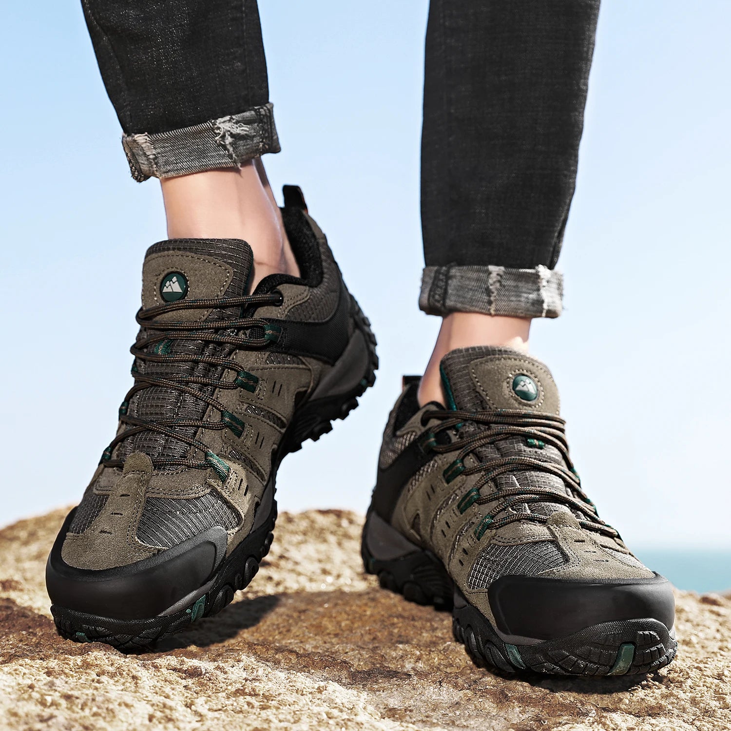 Chaussures de randonnée homme en cuir suédé, respirantes et durables