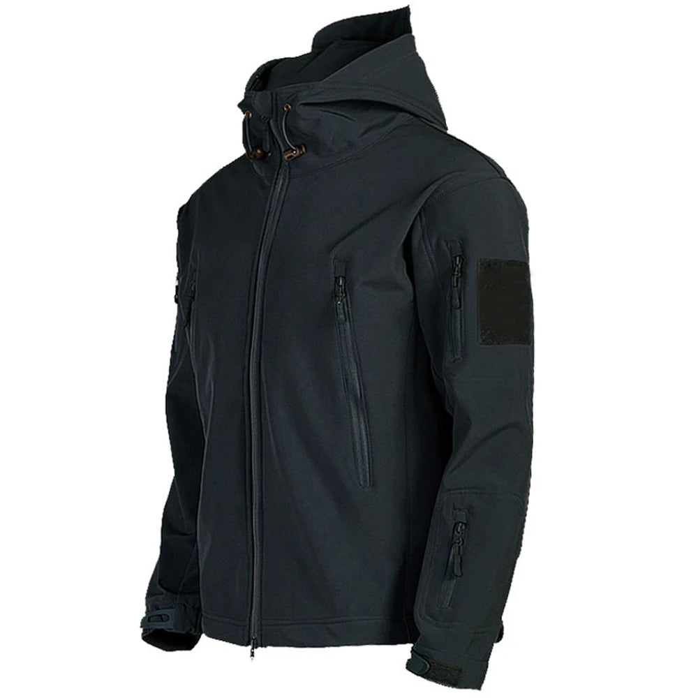 Veste de randonnée homme softshell militaire à capuche, coupe-vent