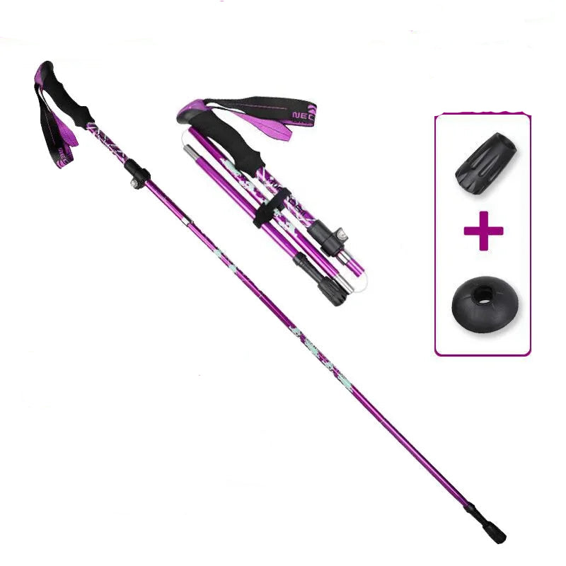 Bâton de randonnée télescopique ultraléger, pliable pour marche nordique