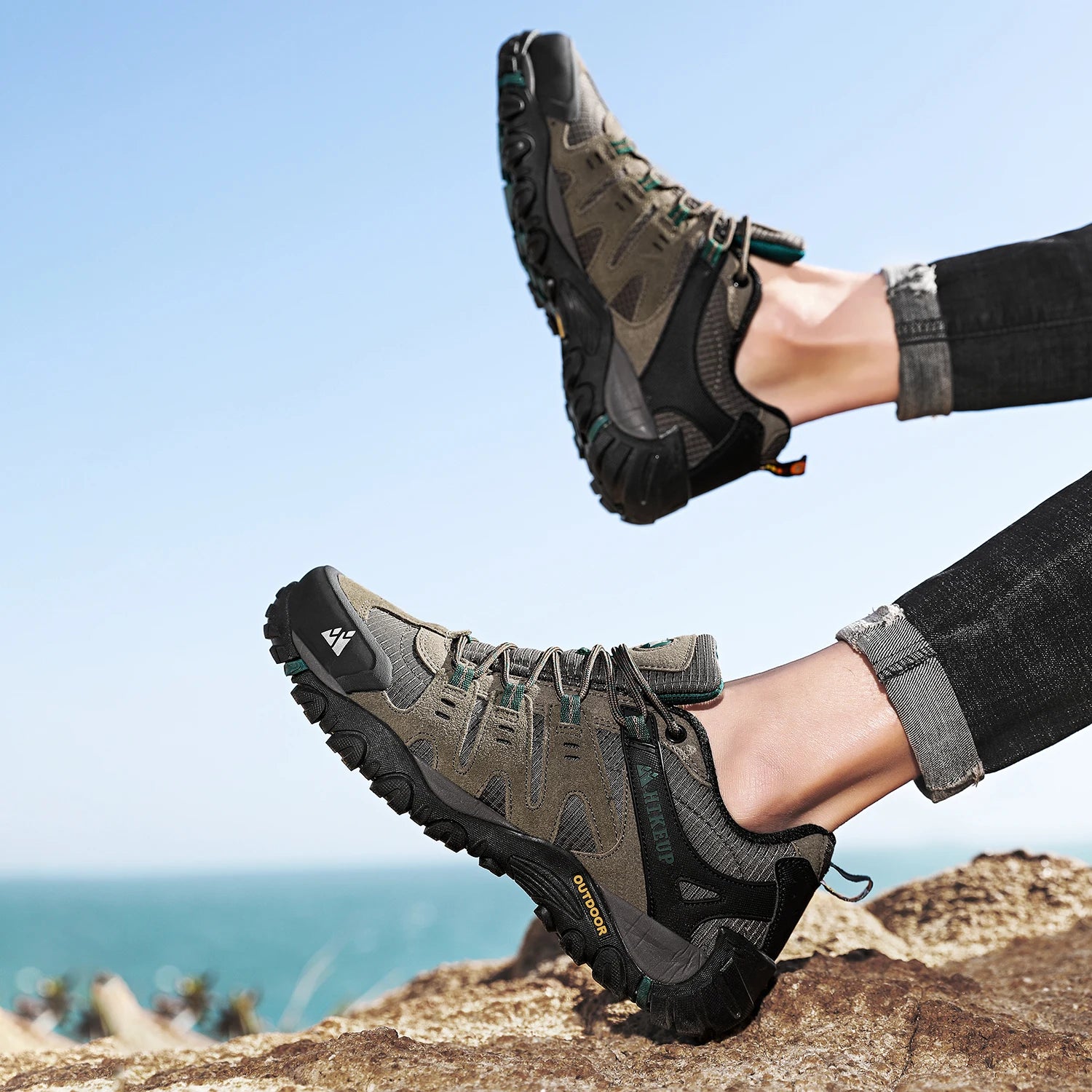 Chaussures de randonnée homme en cuir suédé, respirantes et durables