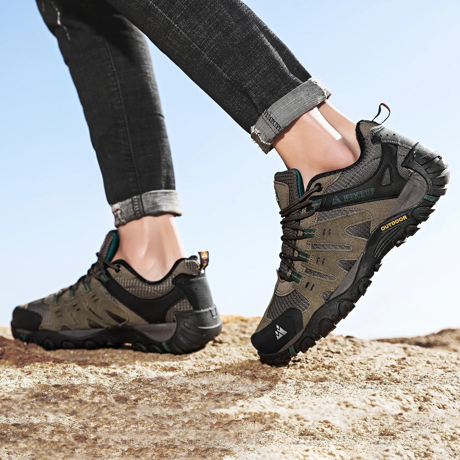 Chaussures de randonnée homme en cuir suédé, respirantes et durables