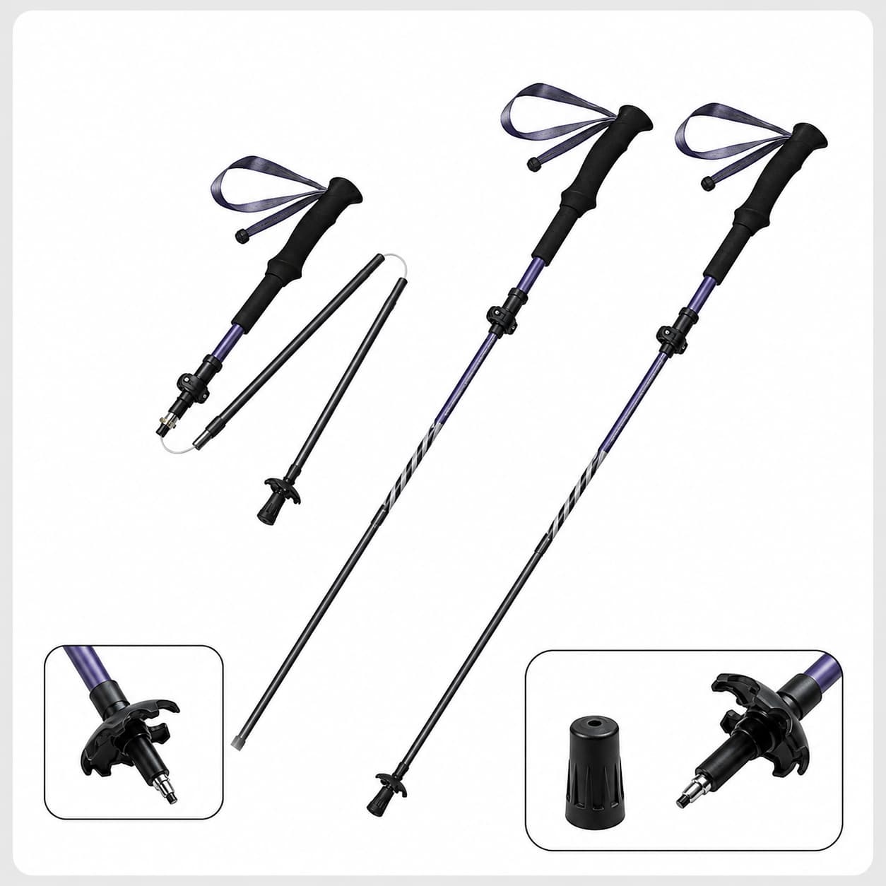 Bâton de randonnée pliable en fibre de carbone Naturehike, ultraléger