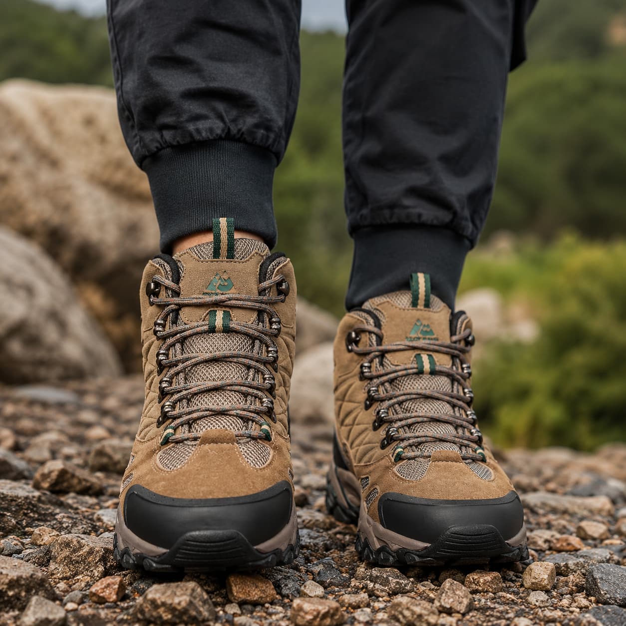 Chaussures de randonnée homme montantes en cuir suédé, chaudes et déperlantes pour l'hiver