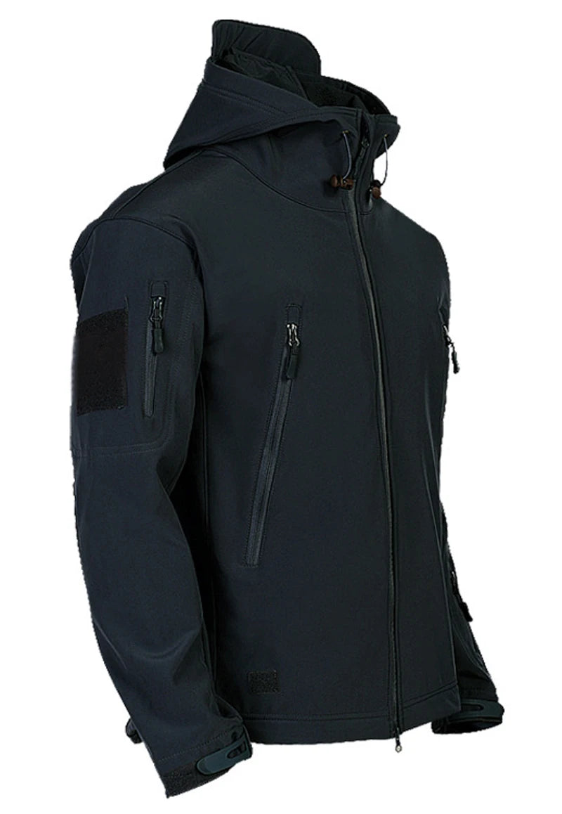 Veste de randonnée homme softshell militaire à capuche, coupe-vent
