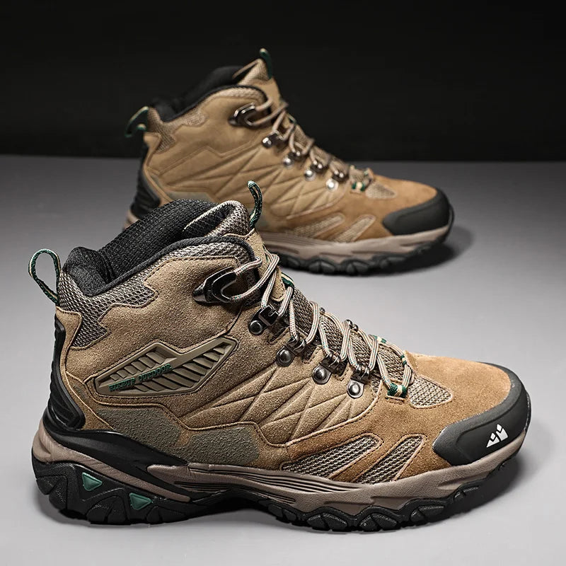 Chaussures de randonnée homme montantes en cuir suédé, chaudes et déperlantes pour l'hiver
