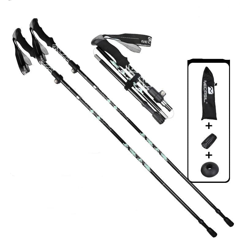 Bâton de randonnée télescopique ultraléger, pliable pour marche nordique