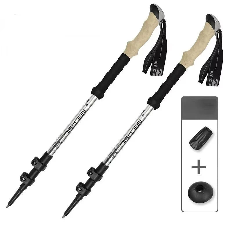 Bâtons de randonnée télescopiques en aluminium, ultralégers (lot de 2)