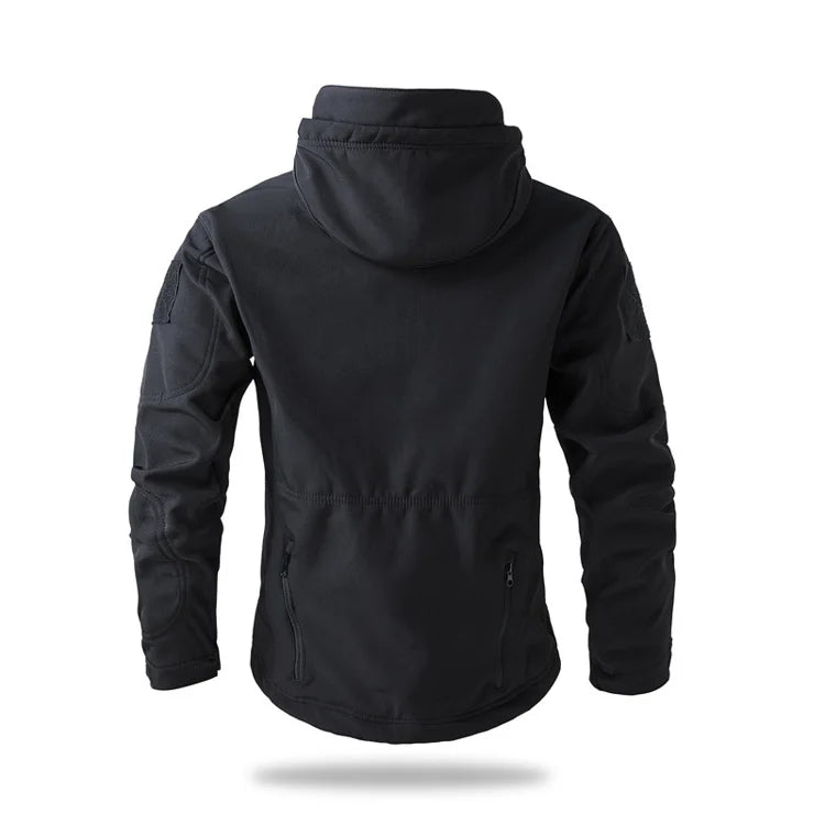 Veste de randonnée homme softshell tactique à capuche, doublée polaire