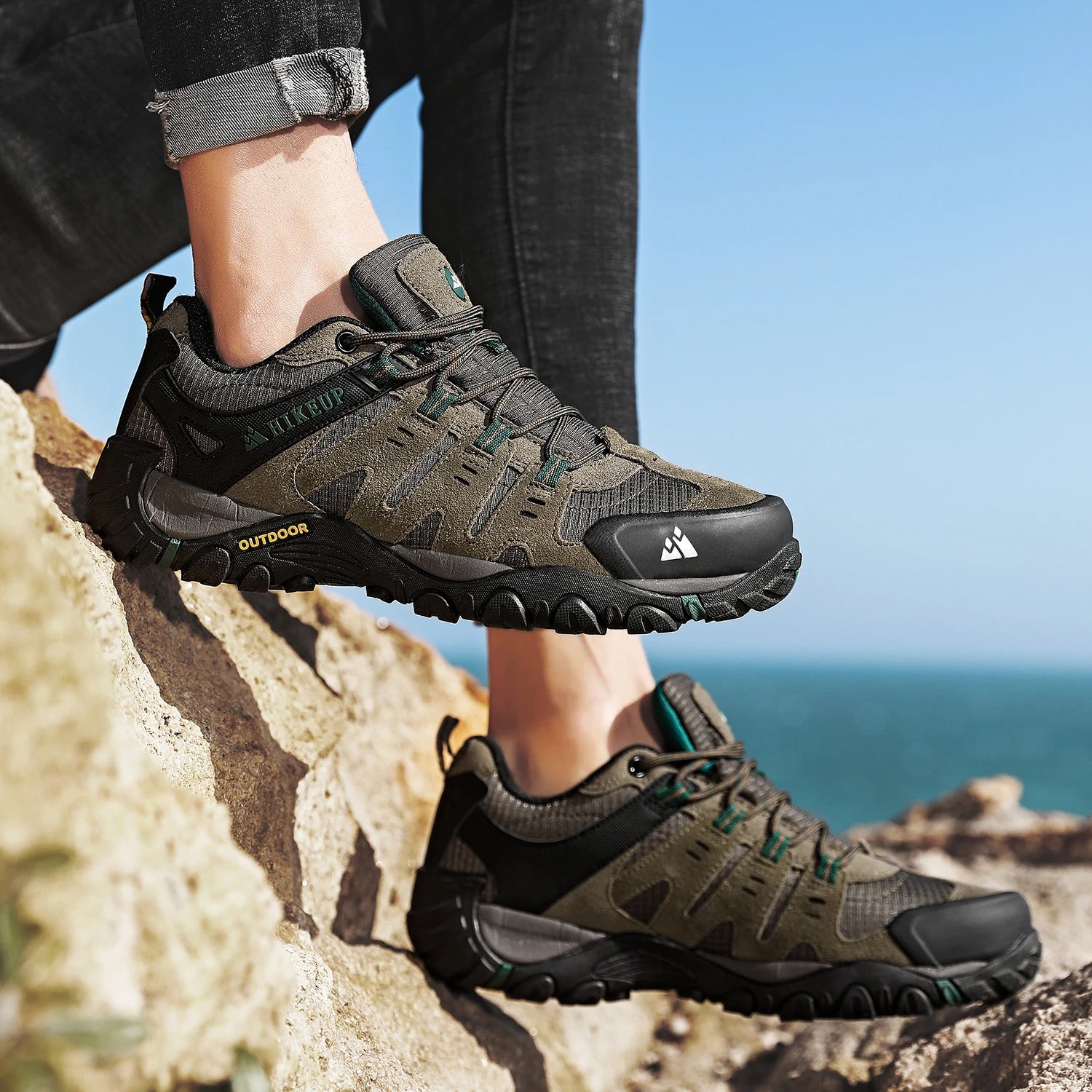 Chaussures de randonnée homme en cuir suédé, respirantes et durables
