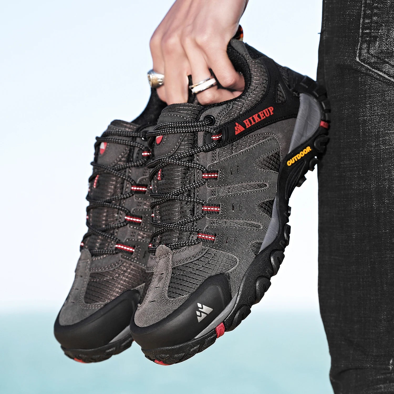 Chaussures de randonnée homme en cuir suédé, respirantes et durables