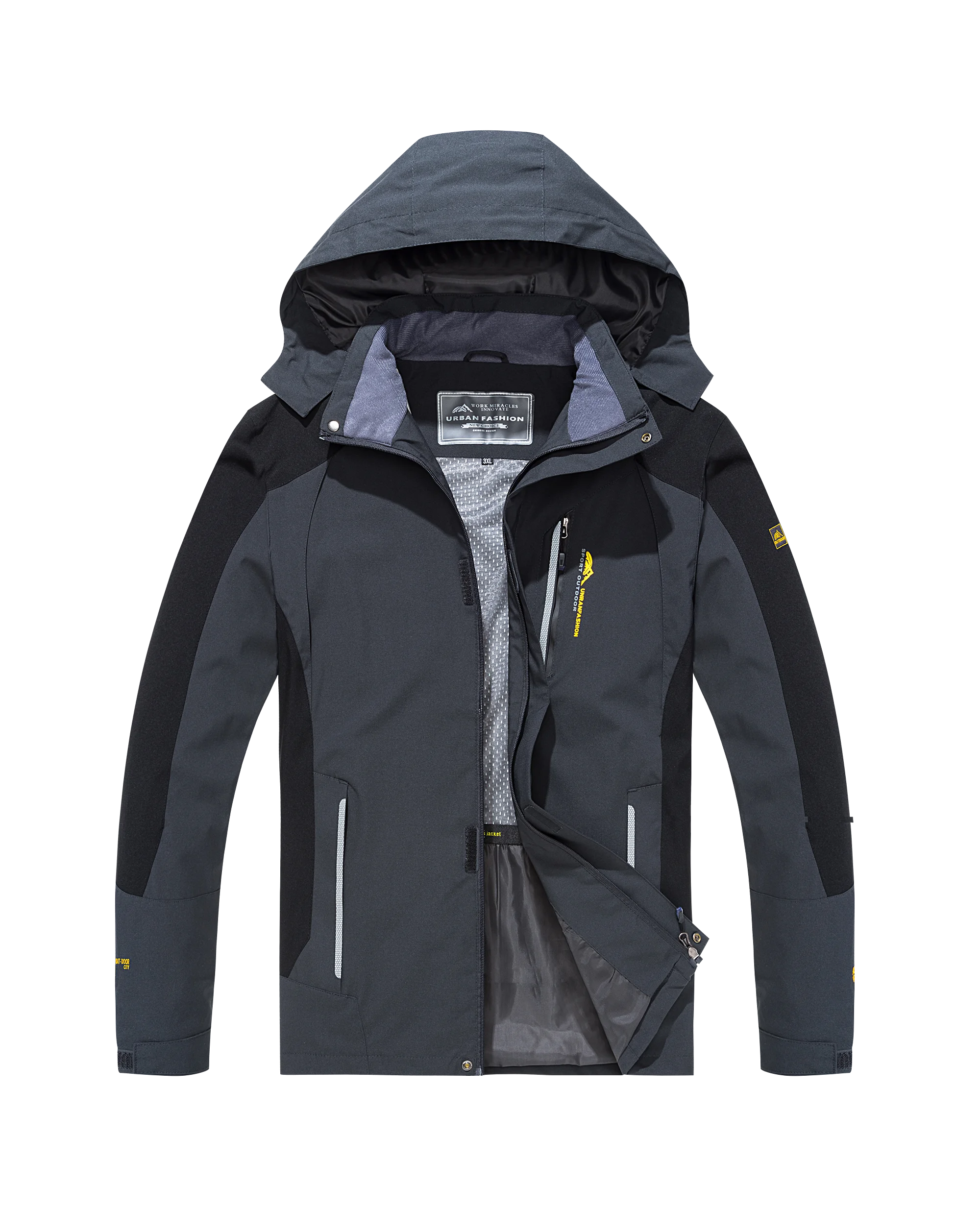 Veste de randonnée homme coupe-vent à capuche, grandes tailles (jusqu'au 8XL)