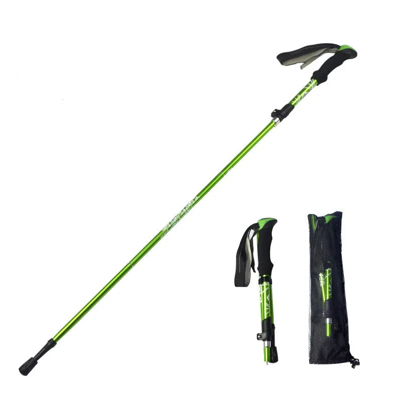 Bâton de randonnée pliable en acier au carbone, 5 sections