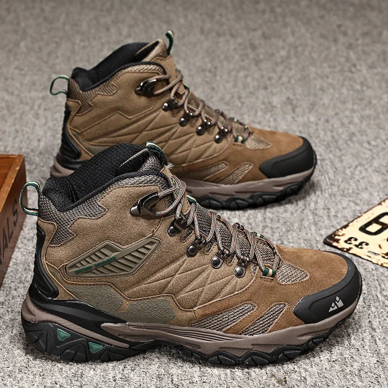 Chaussures de randonnée homme montantes en cuir suédé, chaudes et déperlantes pour l'hiver