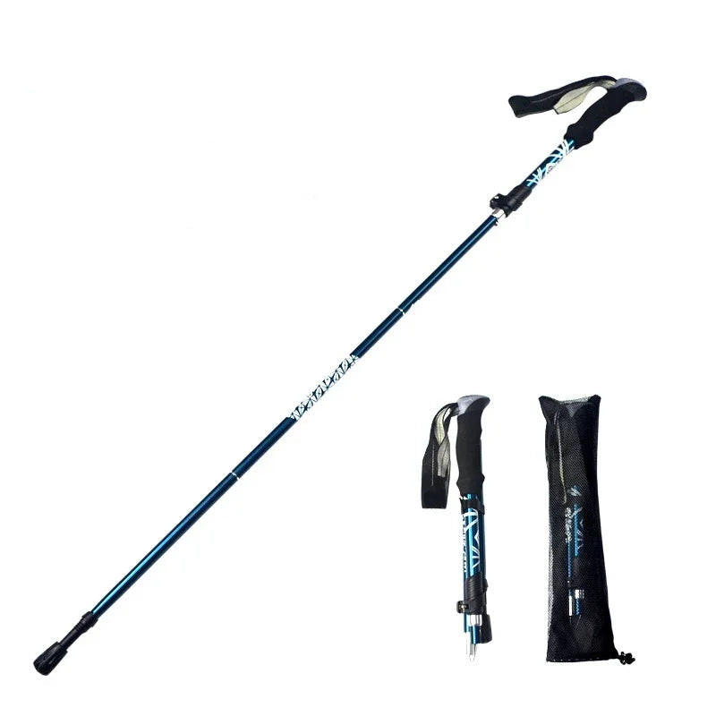 Bâton de randonnée pliable en acier au carbone, 5 sections