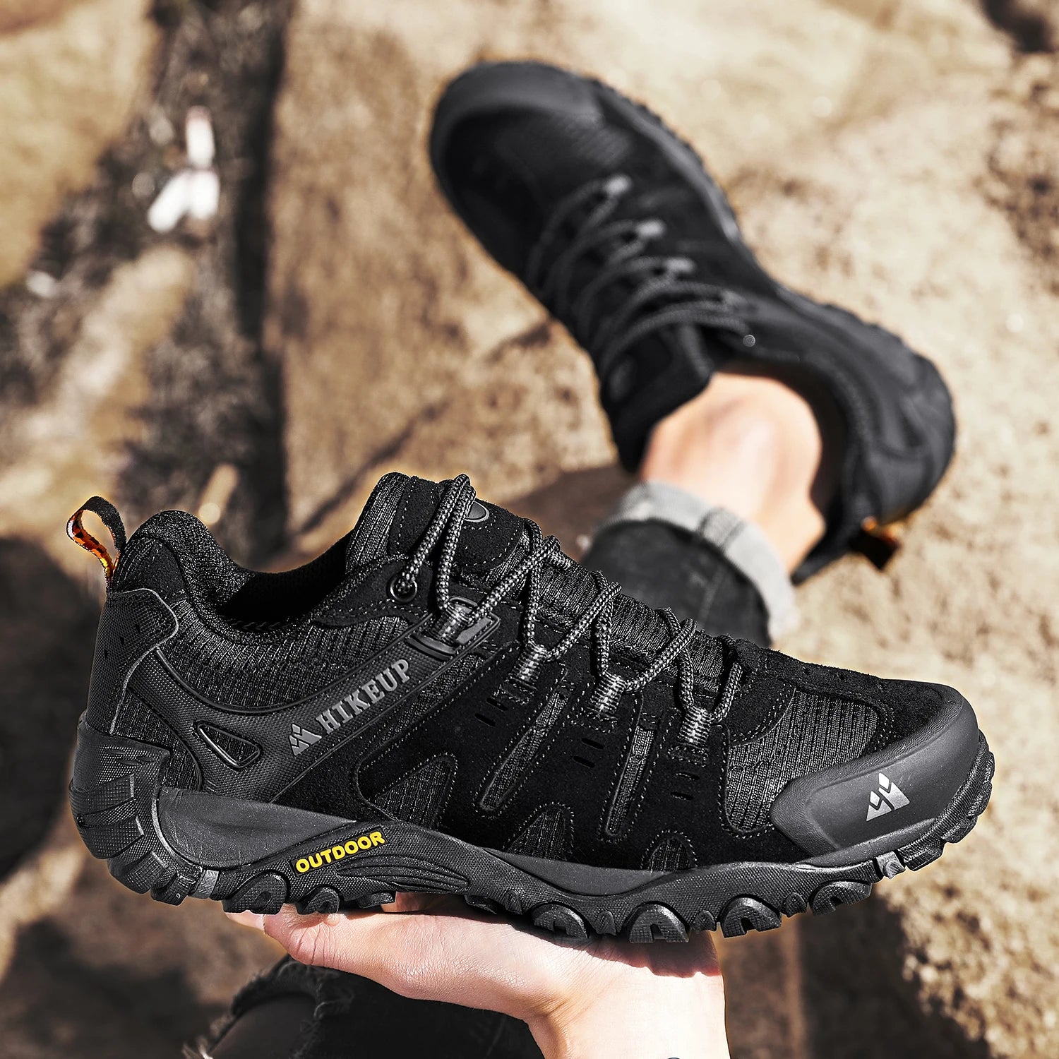 Chaussures de randonnée homme en cuir suédé, respirantes et durables