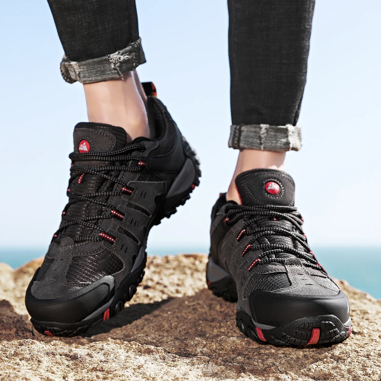 Chaussures de randonnée homme en cuir suédé, respirantes et durables
