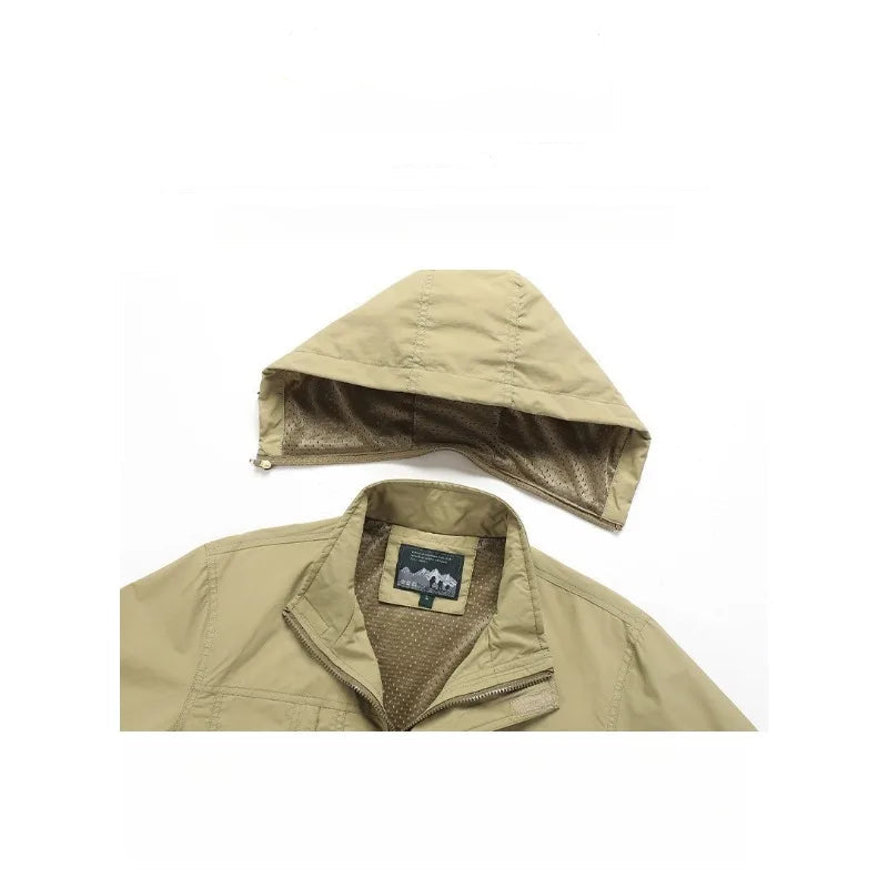 Veste de randonnée homme à capuche amovible, respirante