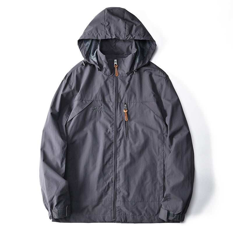 Veste de randonnée homme coupe-vent tactique à capuche amovible