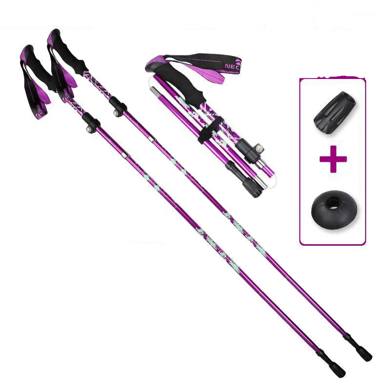 Bâton de randonnée télescopique ultraléger, pliable pour marche nordique