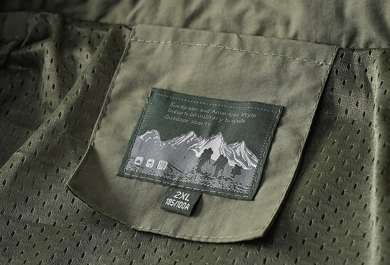 Veste de randonnée homme coupe-vent tactique à capuche amovible