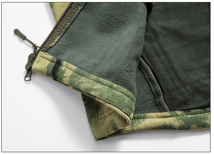 Veste de randonnée homme softshell tactique à capuche, doublée polaire