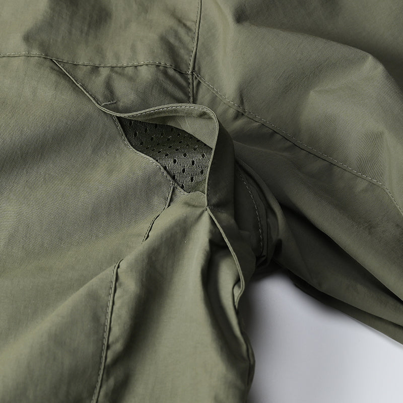 Veste de randonnée homme coupe-vent tactique à capuche amovible