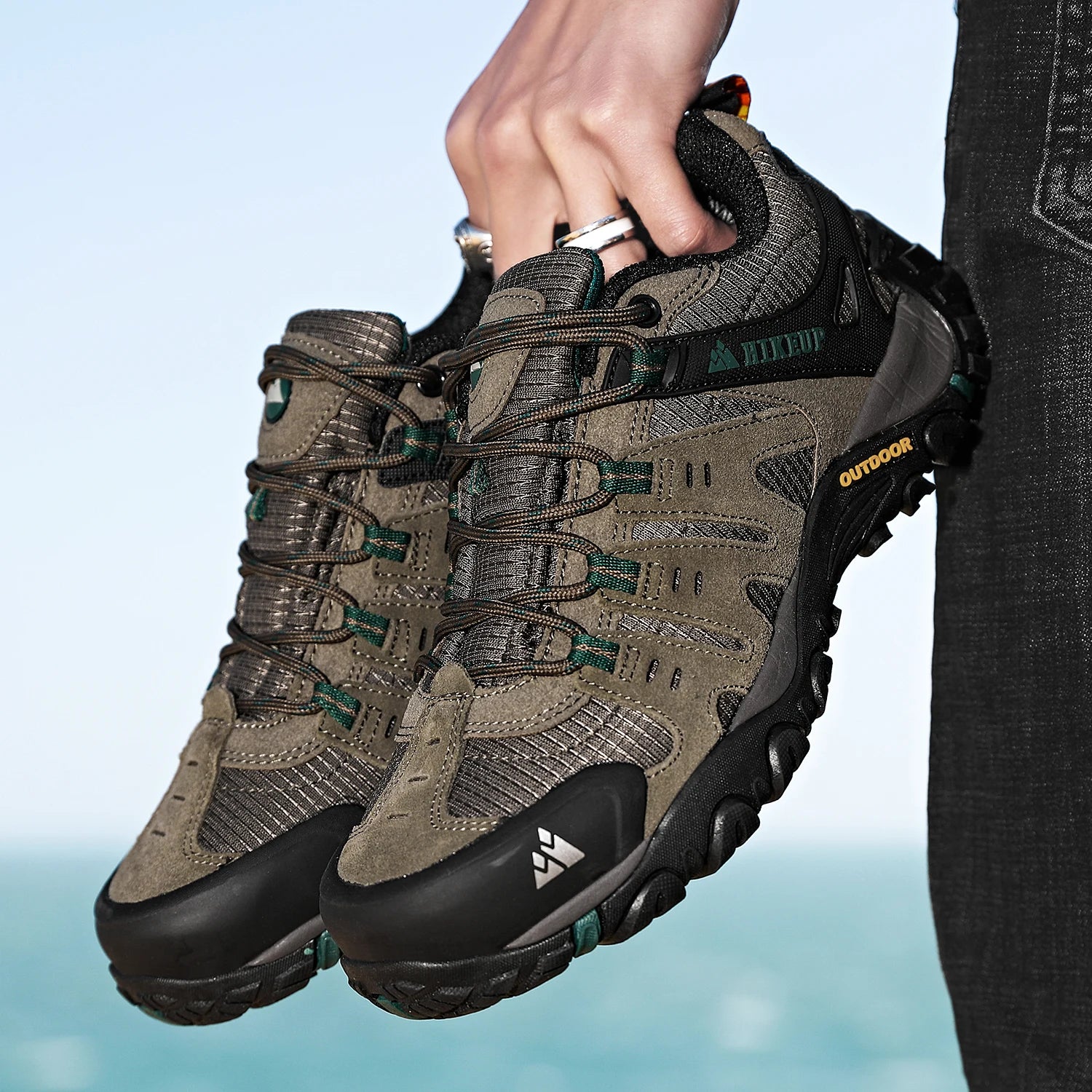 Chaussures de randonnée homme en cuir suédé, respirantes et durables