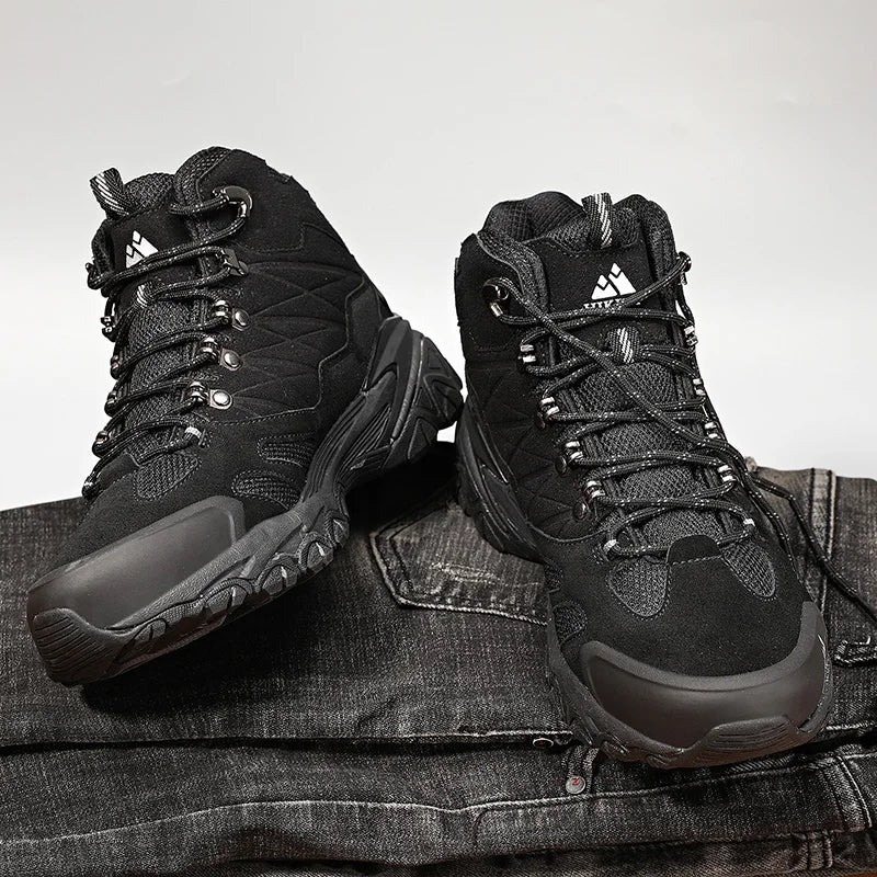 Chaussures de randonnée homme montantes en cuir suédé, chaudes et déperlantes pour l'hiver