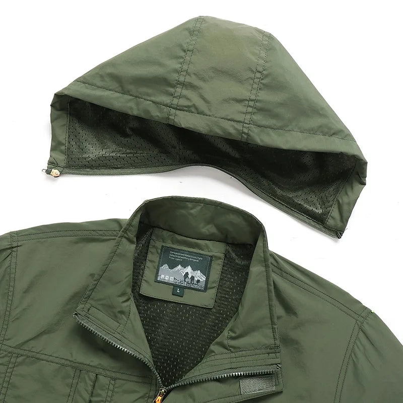 Veste de randonnée homme à capuche amovible, respirante