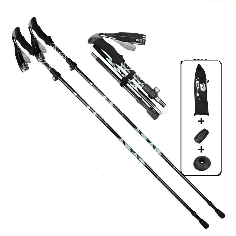 Bâton de randonnée télescopique ultraléger, pliable pour marche nordique