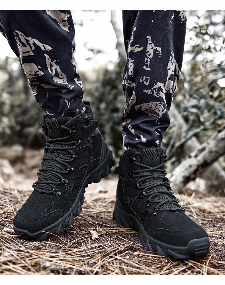 Chaussures de randonnée homme tactiques semi-montantes, robustes et antidérapantes